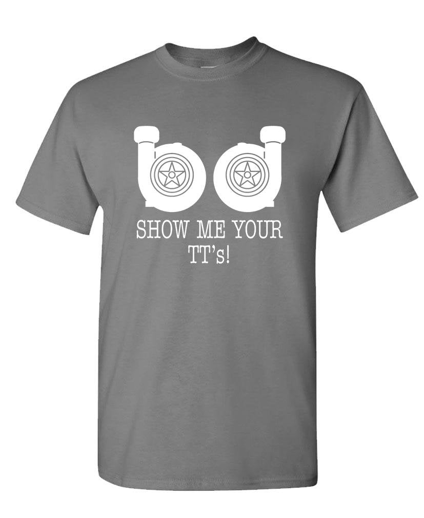 Show Me Your Twin Turbos — Charcoal T-Shirt — front