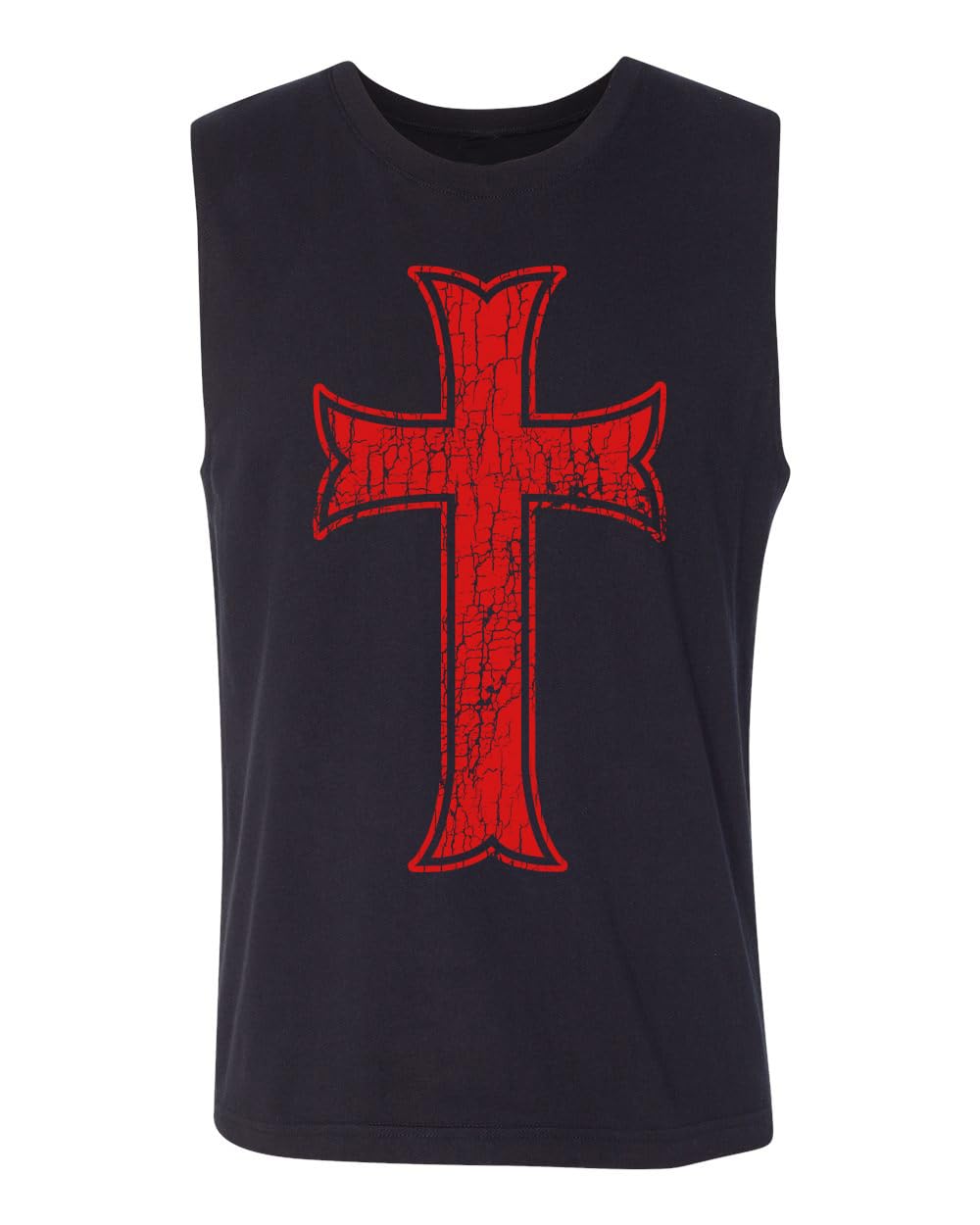 Knights Templar Cross Ephesians 6:11 — Black Sleeveless Shirt — front