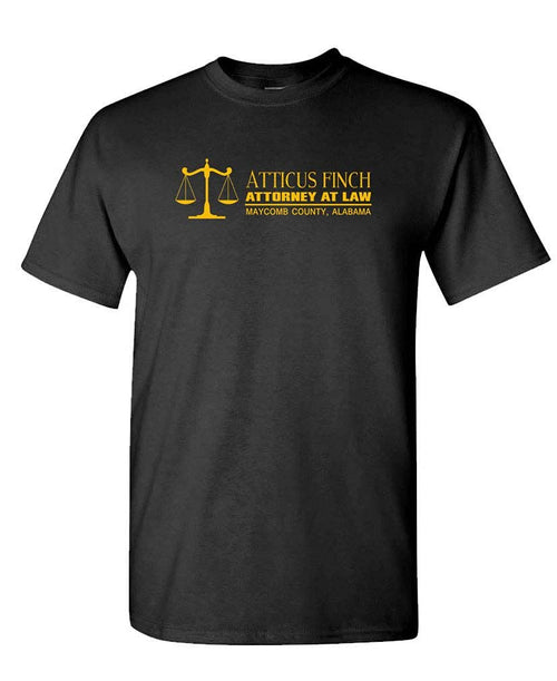 Atticus Finch Attorney at Law — Black T-Shirt — front