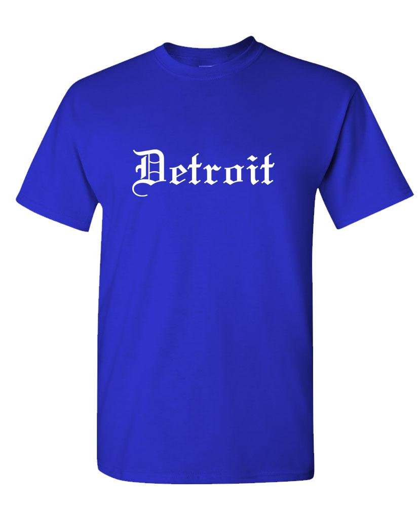 Detroit Gothic Lettering — Royal Blue T-Shirt — front