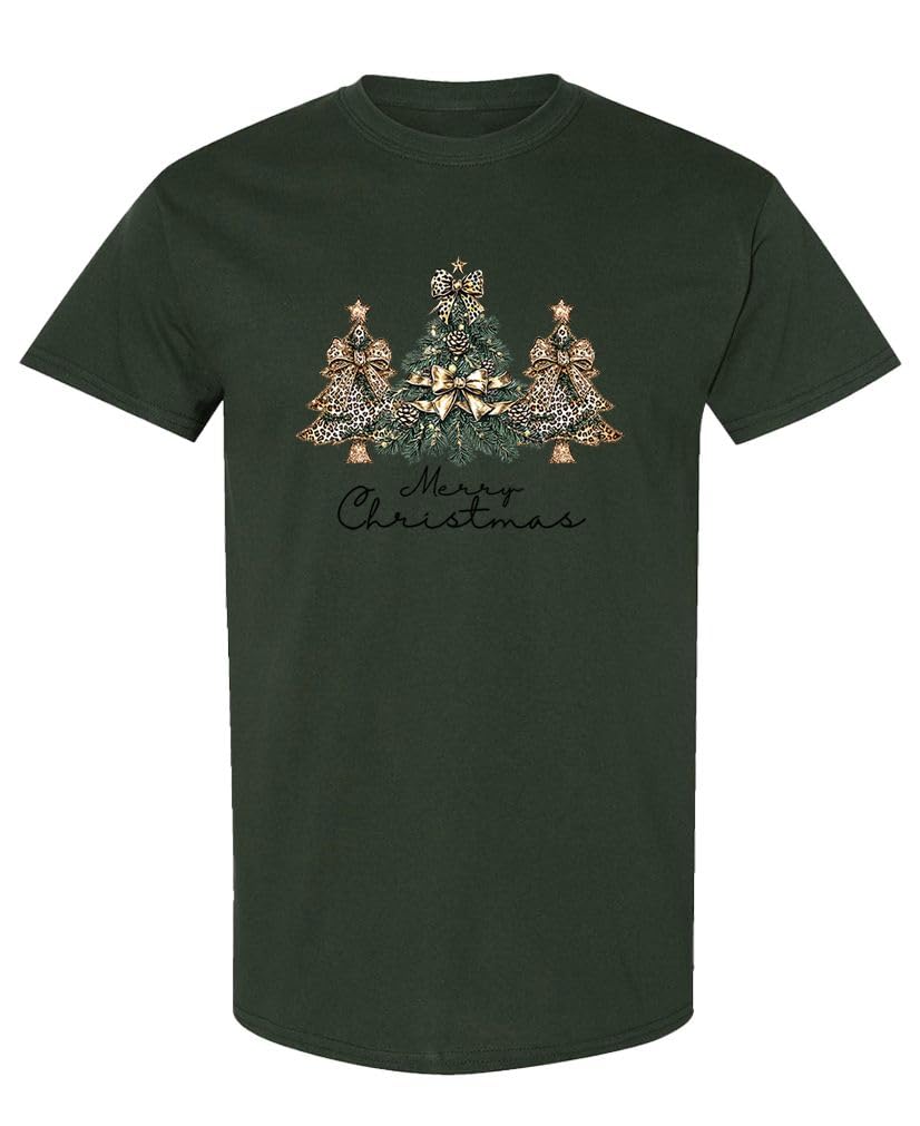 Merry Christmas Trees — Forest Green T-Shirt — rear