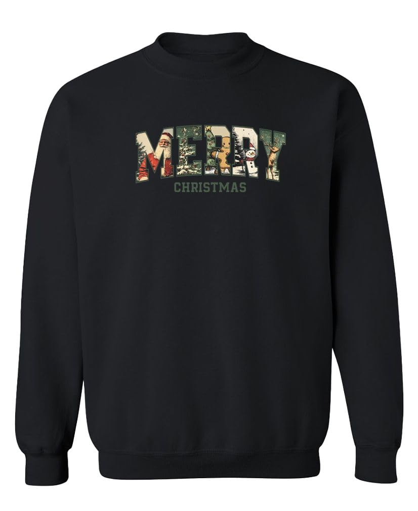 Vintage Merry Christmas — Black Sweatshirt — front