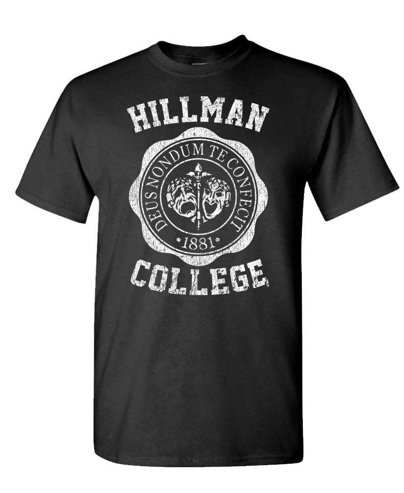 Hillman College Crest — Black T-Shirt — front