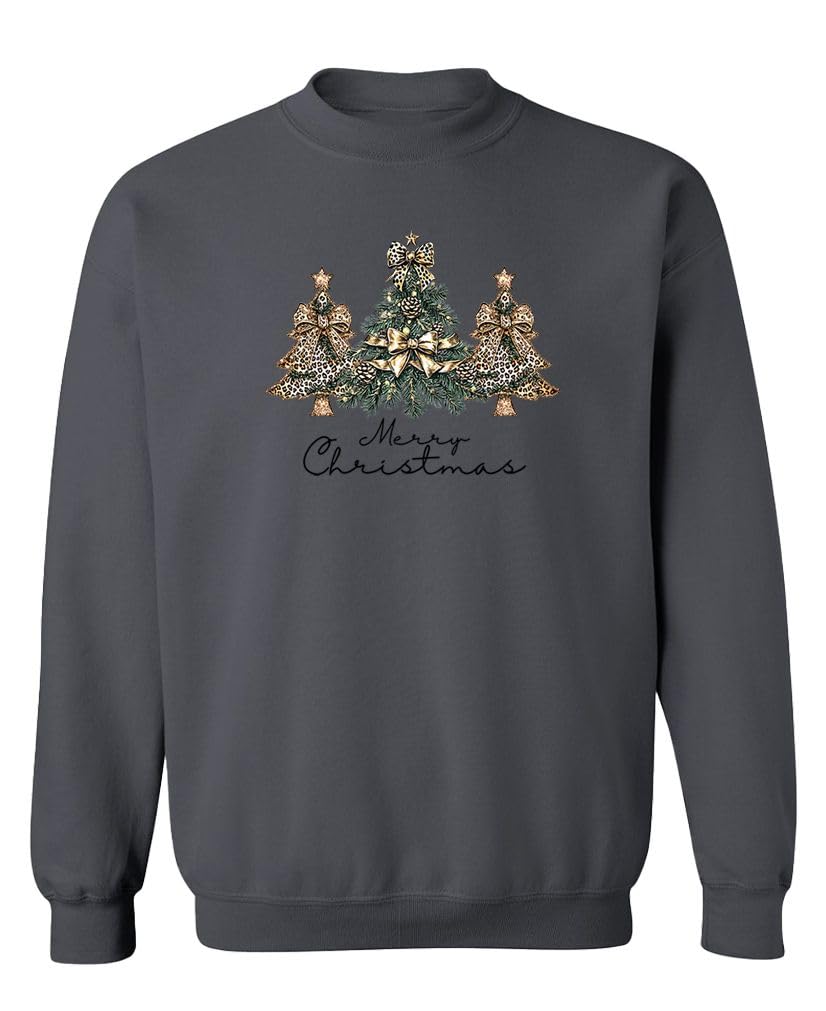 Merry Christmas Trees — Charcoal Sweatshirt — rear