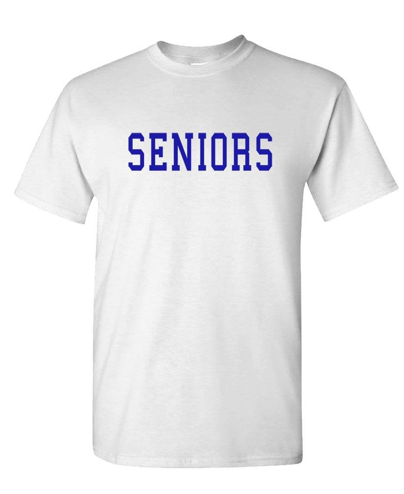 Seniors Block Letters — White T-Shirt — front