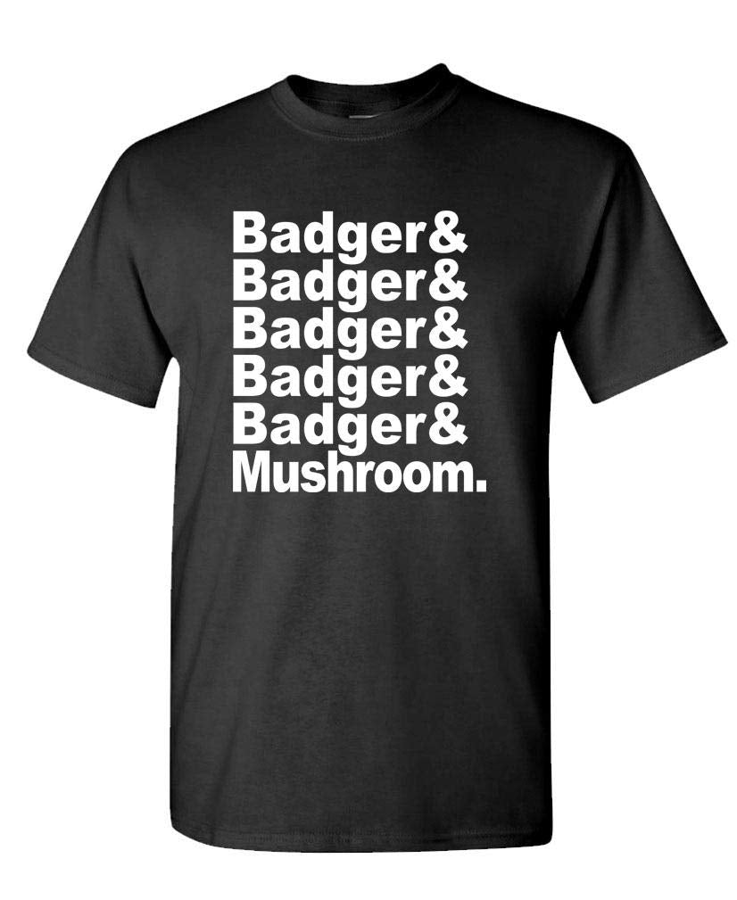 Badger Badger Mushroom — Black T-Shirt — front