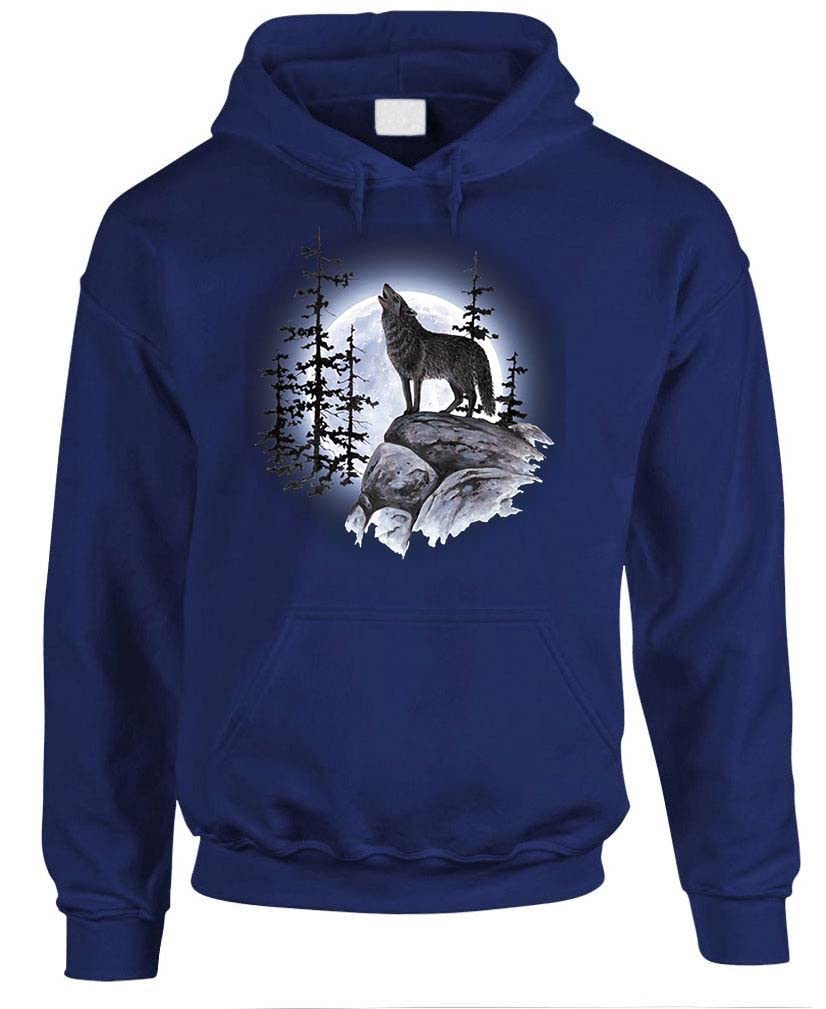 Howling Wolf Moon — Navy Hoodie — front