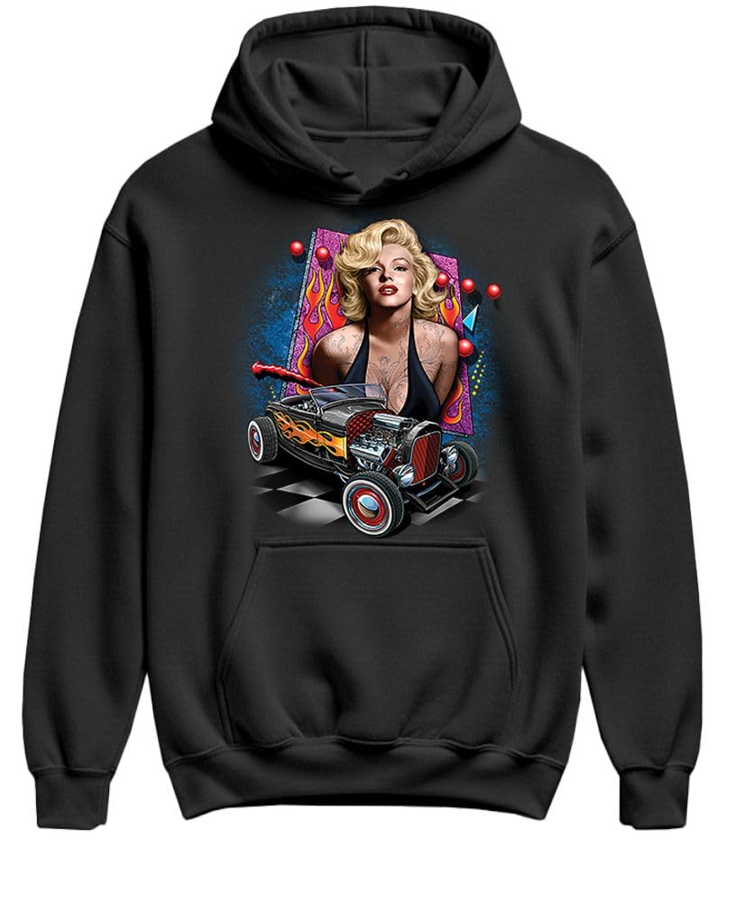 Marilyn Hot Rod — Black Hoodie — front