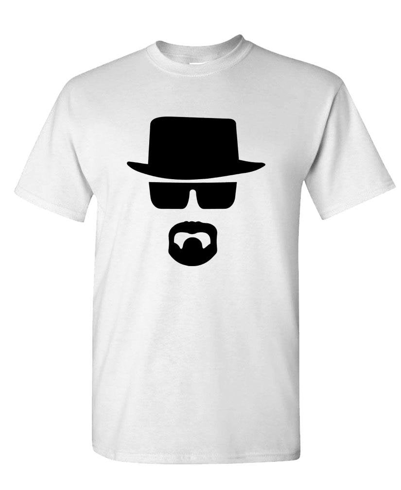 Hat Glasses and Beard Silhouette — White T-Shirt — front