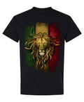 Rasta Lion — Black T-Shirt — front
