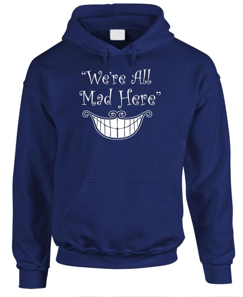 We're All Mad Here Grin — Navy Hoodie — front