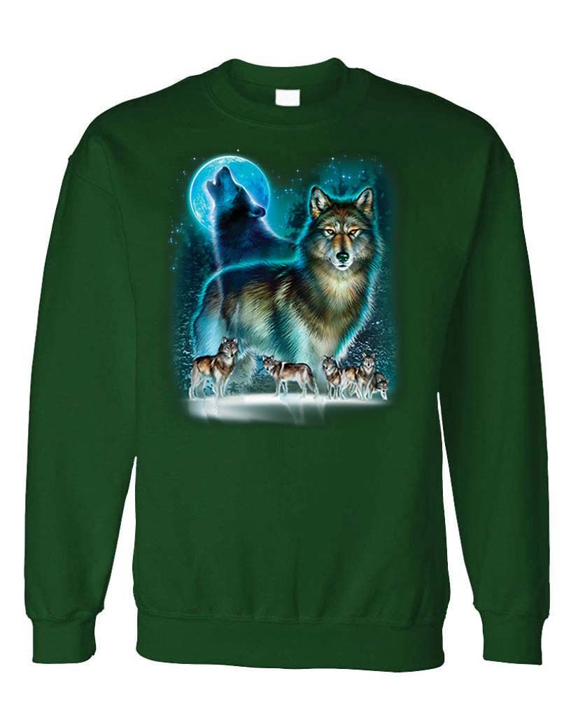Wolf Moon — Forest Green Sweatshirt — front