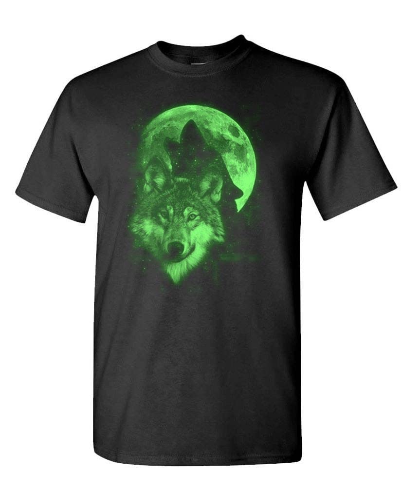 Green Wolf Moon — Black T-Shirt — front