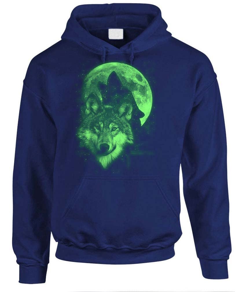 Green Wolf Moon — Navy Hoodie — front