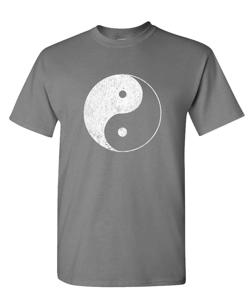 Yin Yang Distressed Symbol — Charcoal T-Shirt — front