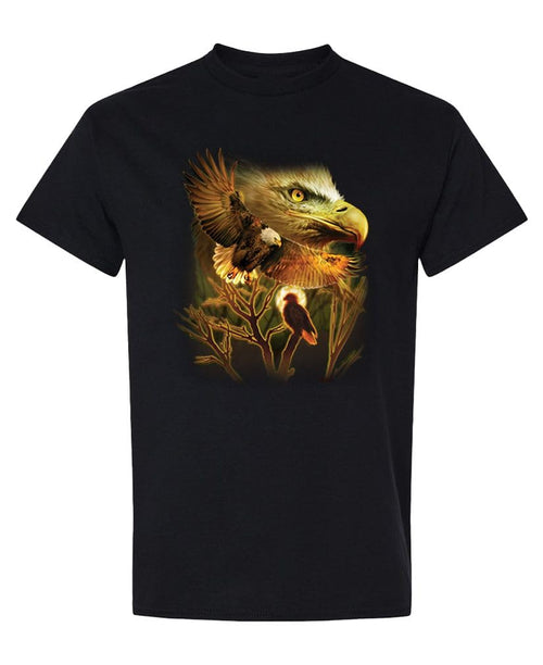 Bald Eagle Portrait — Black T-Shirt — front