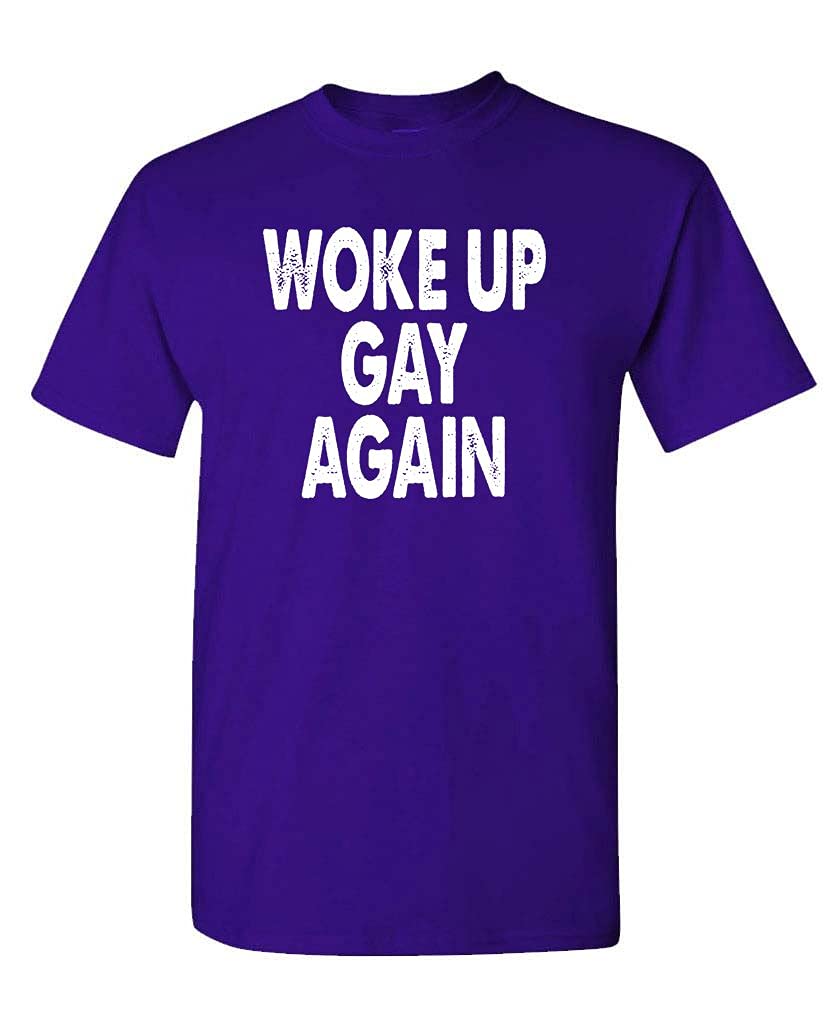 Woke Up Gay Again — Purple T-Shirt — front
