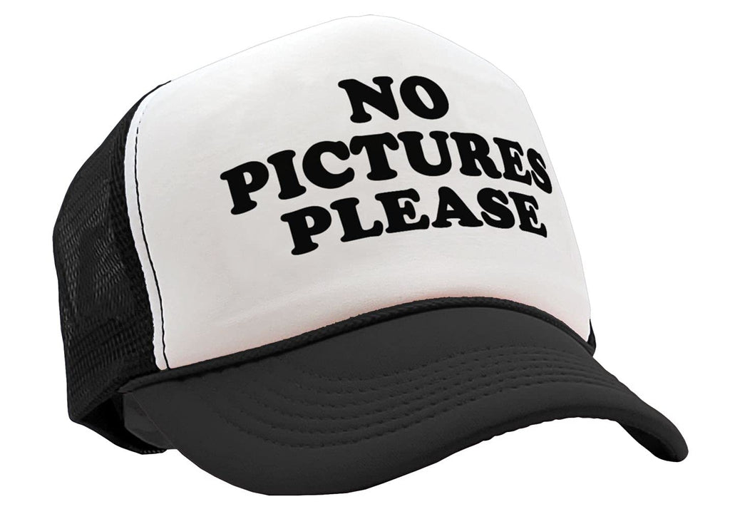 No Pictures Please — Black Trucker Hat — front