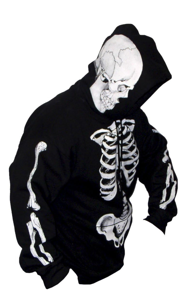 Skeleton Rib Cage — Black Hoodie — front