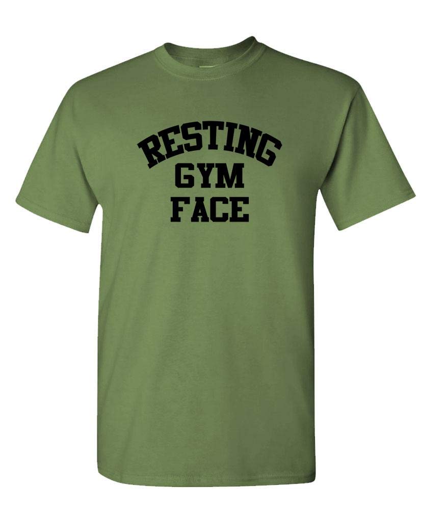 Resting Gym Face — Military Green T-Shirt — front