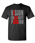 Vision Creativity Passion — Black T-Shirt — front