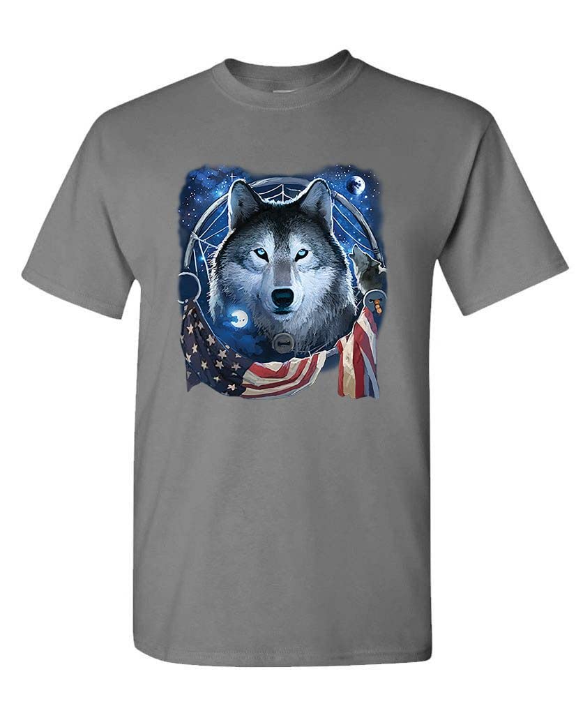 Wolf Dream Flag — Charcoal T-Shirt — front