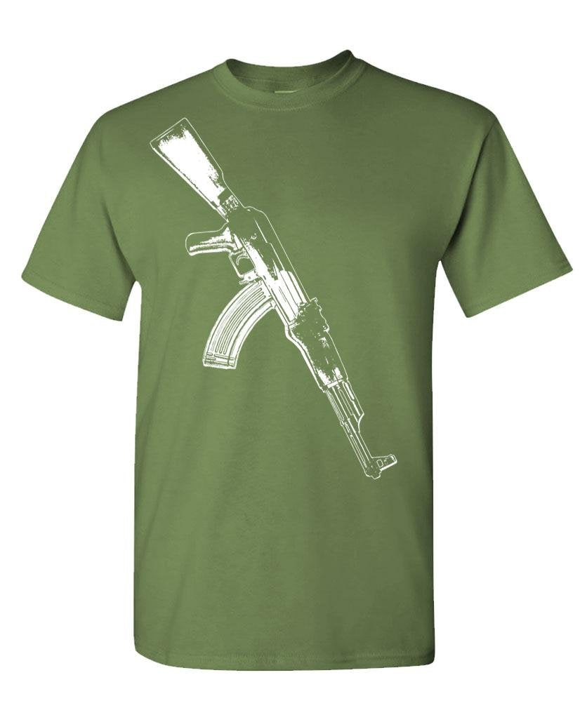 AK-47 Rifle Sketch — Military Green T-Shirt — front