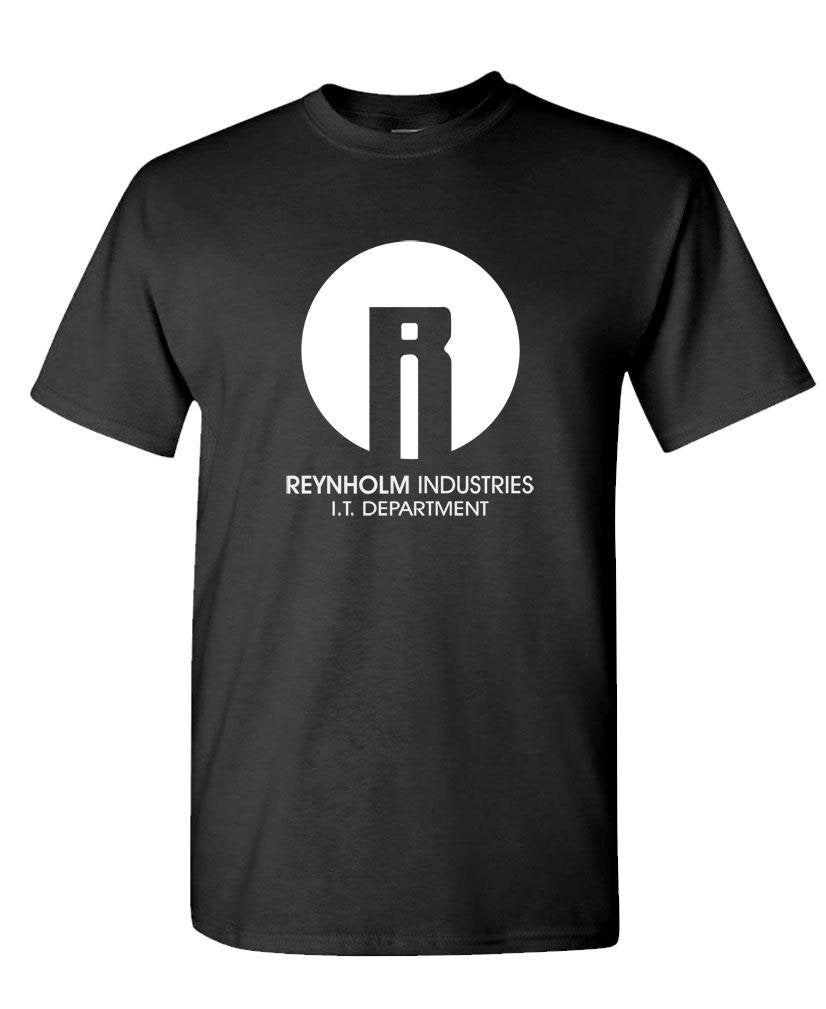 Reynholm Industries IT Department — Black T-Shirt — front