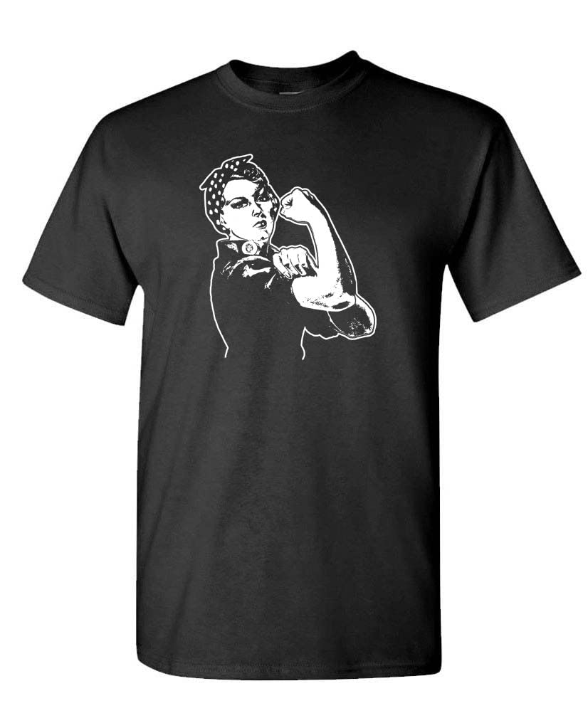 Rosie Riveter Illustration — Black T-Shirt — front