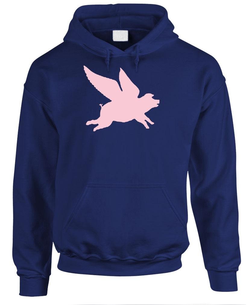 Flying Pink Pig — Navy Hoodie — front