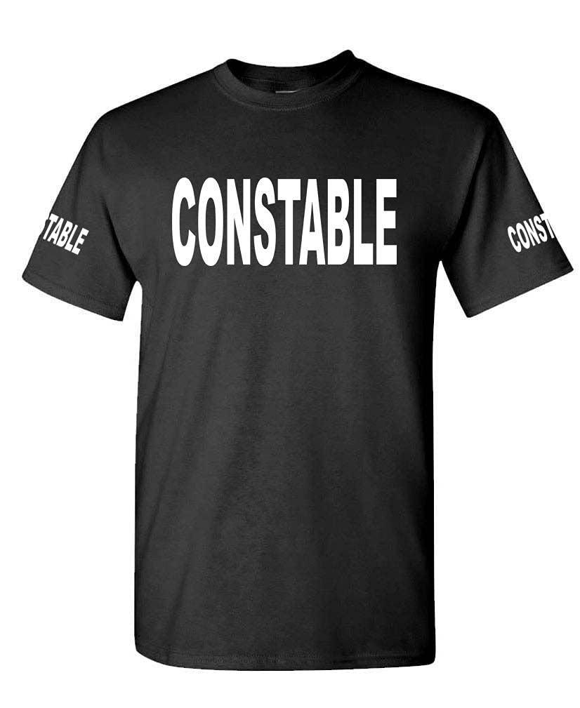 Constable Front and Sleeve Lettering — Black T-Shirt — front