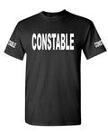 Constable Front and Sleeve Lettering — Black T-Shirt — front
