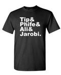 Tip Phife Ali Jarobi Names — Black T-Shirt — front