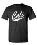 Cali Script — Black T-Shirt — front