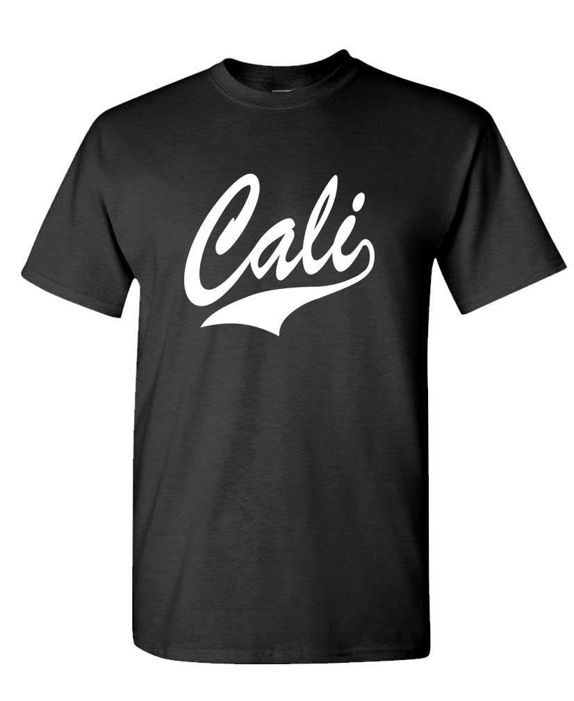 Cali Script — Black T-Shirt — front