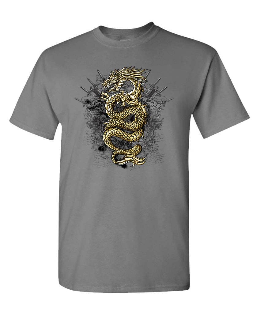 Gold Dragon — Charcoal T-Shirt — front