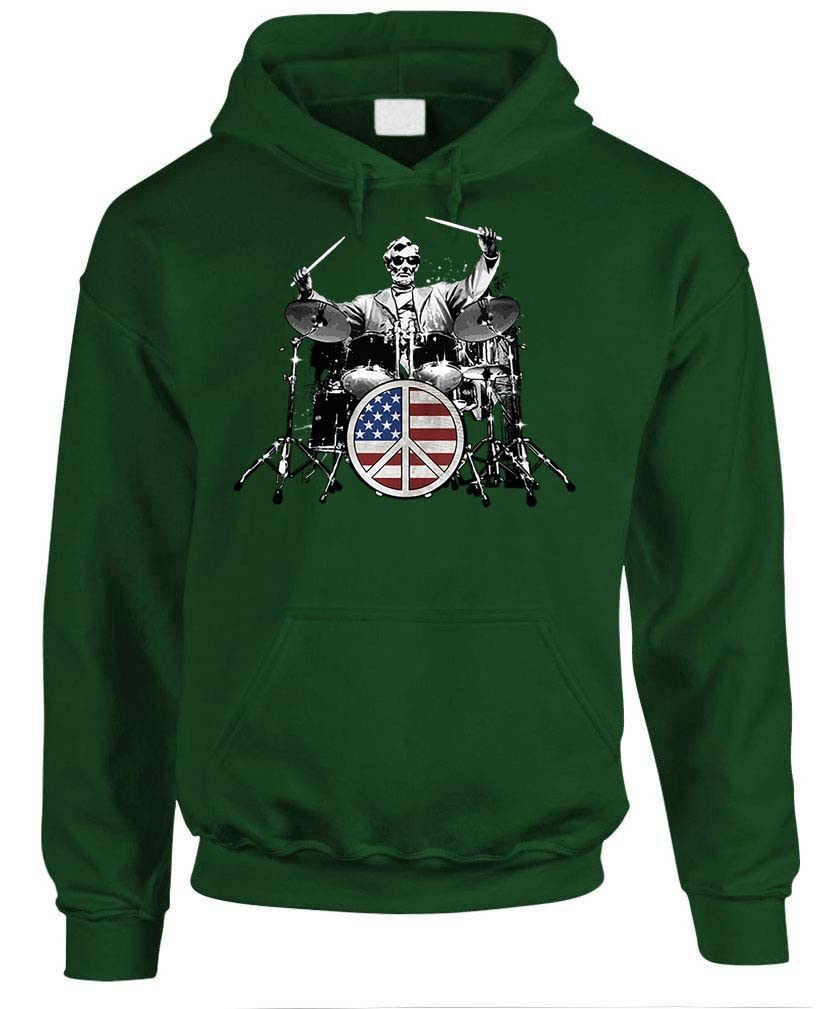 Lincoln on Drums — Forest Green Hoodie — front