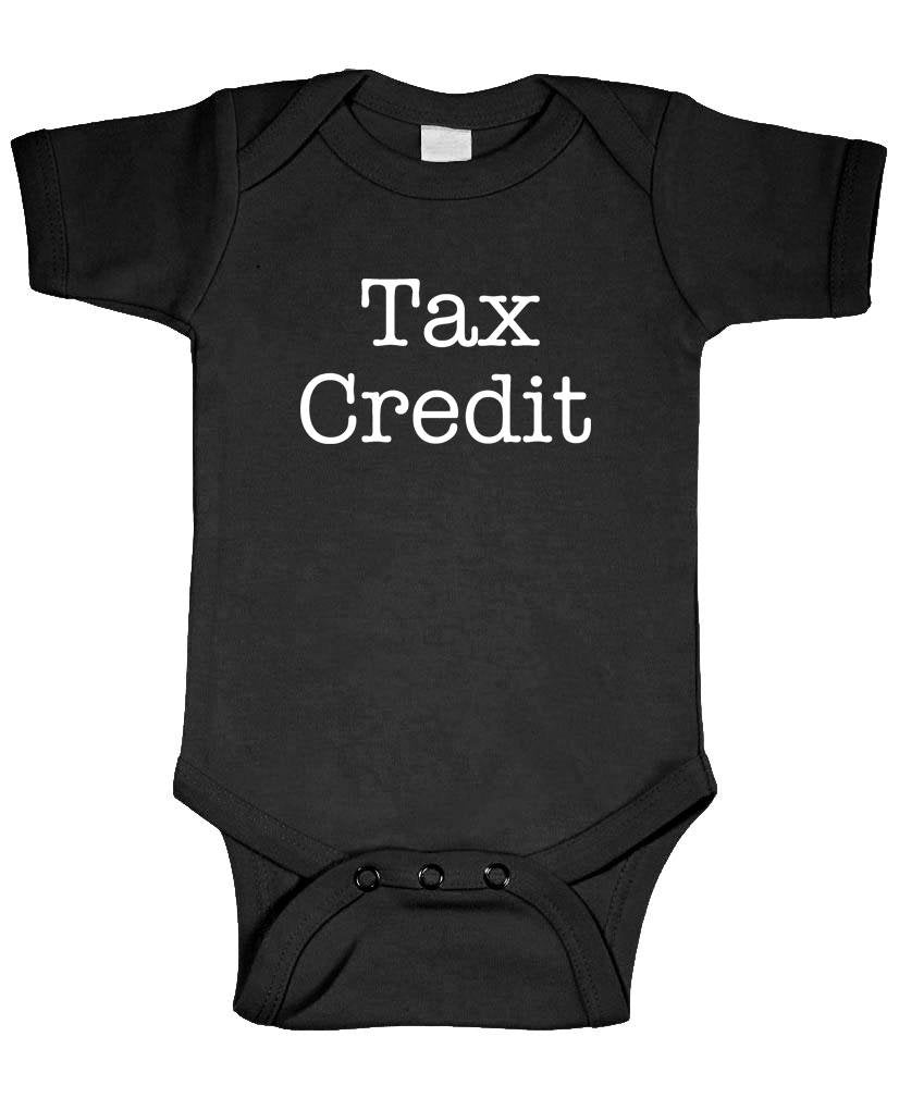 Tax Credit — Black Infant Bodysuit — front