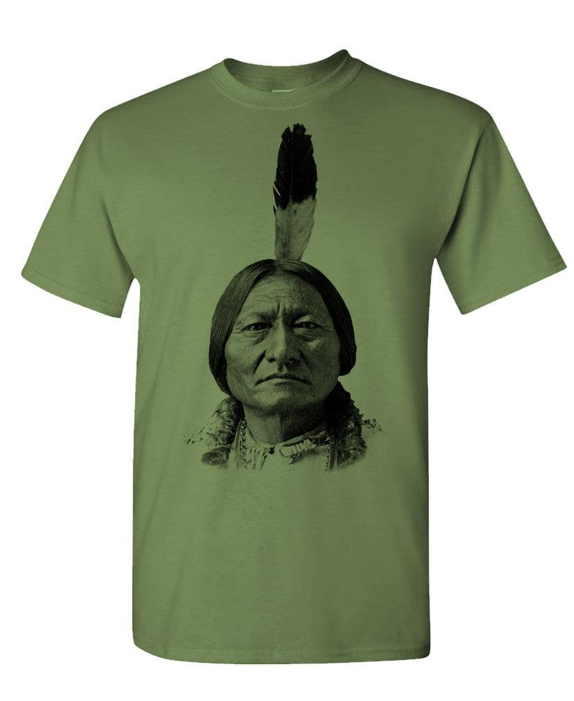 Sitting Bull Portrait — Military Green T-Shirt — front