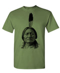 Sitting Bull Portrait — Military Green T-Shirt — front