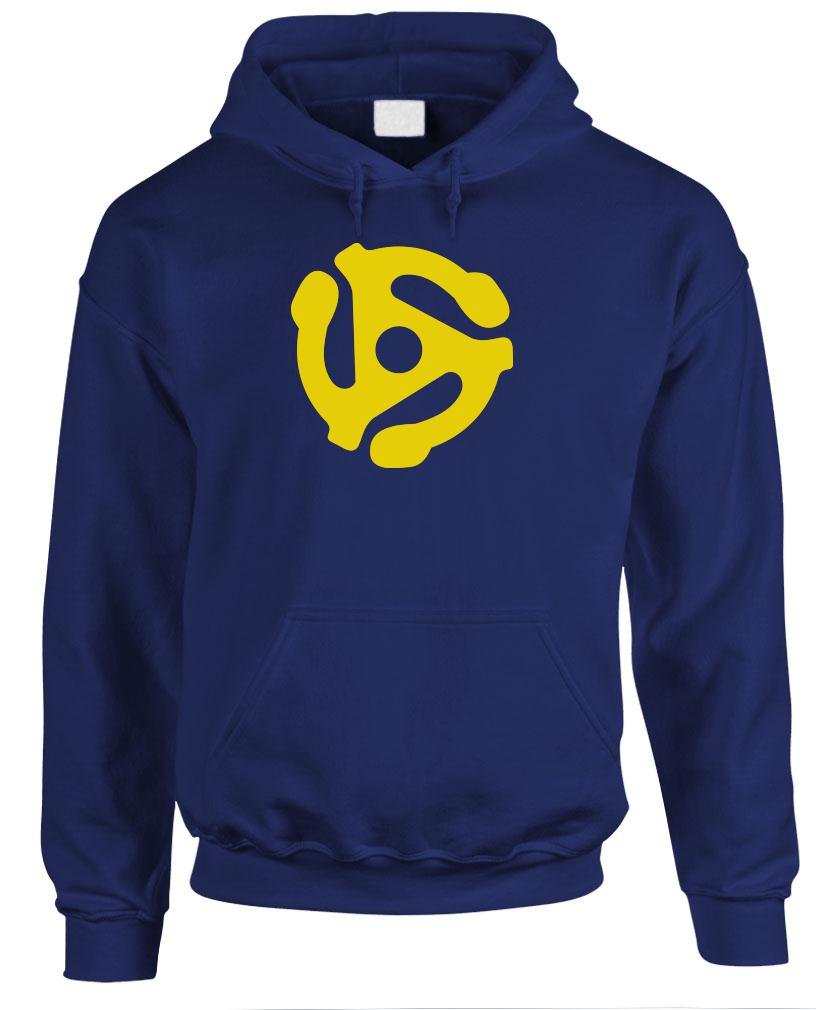 45 RPM Record Adapter — Navy Hoodie — front