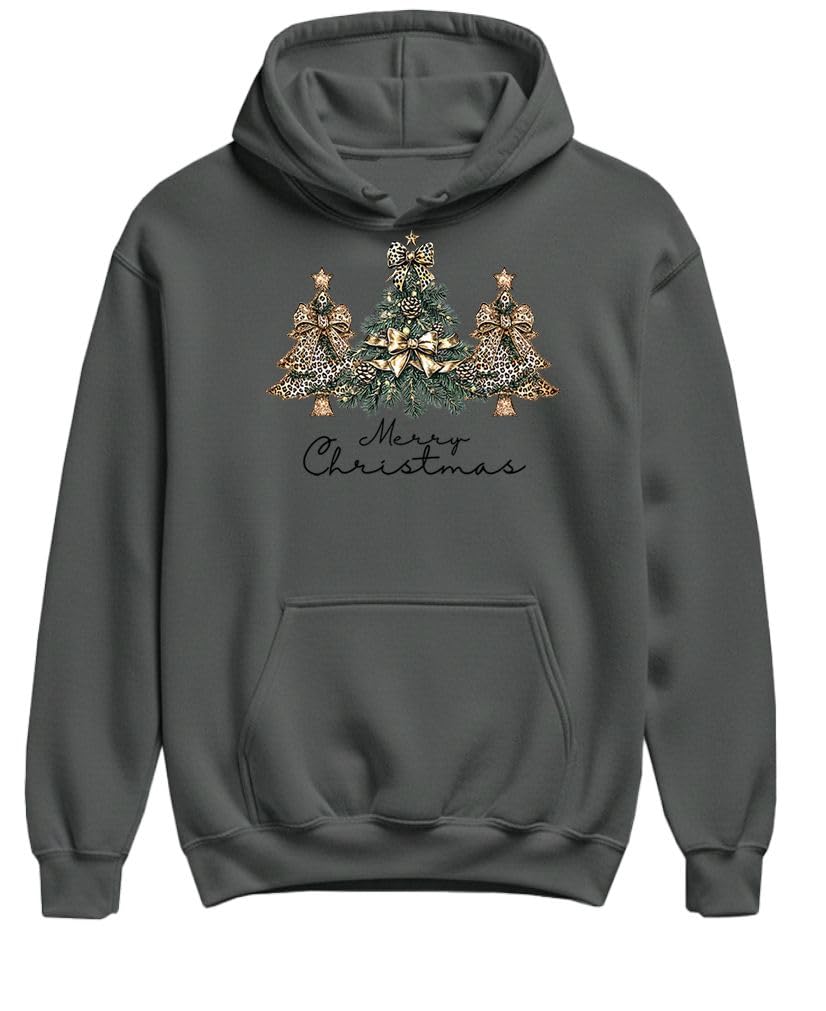 Merry Christmas Trees — Charcoal Hoodie — rear