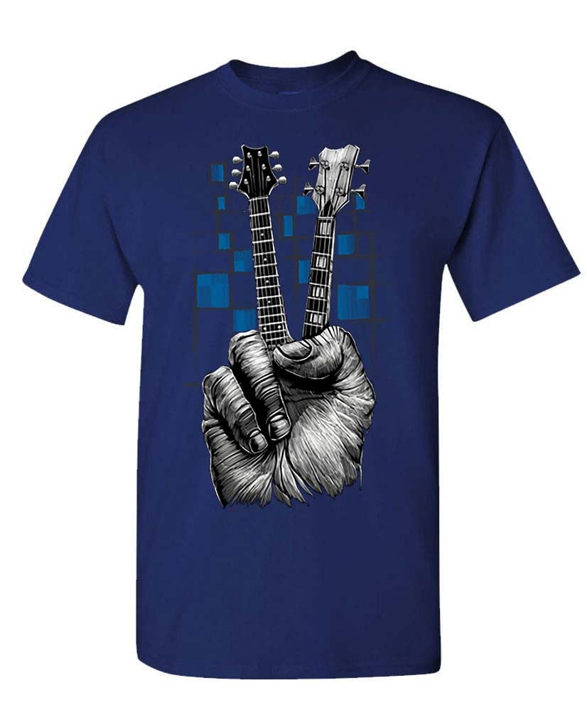 Guitar Peace Fingers — Navy T-Shirt — front