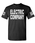 Electric Company Front and Sleeve Lettering — Black T-Shirt — front