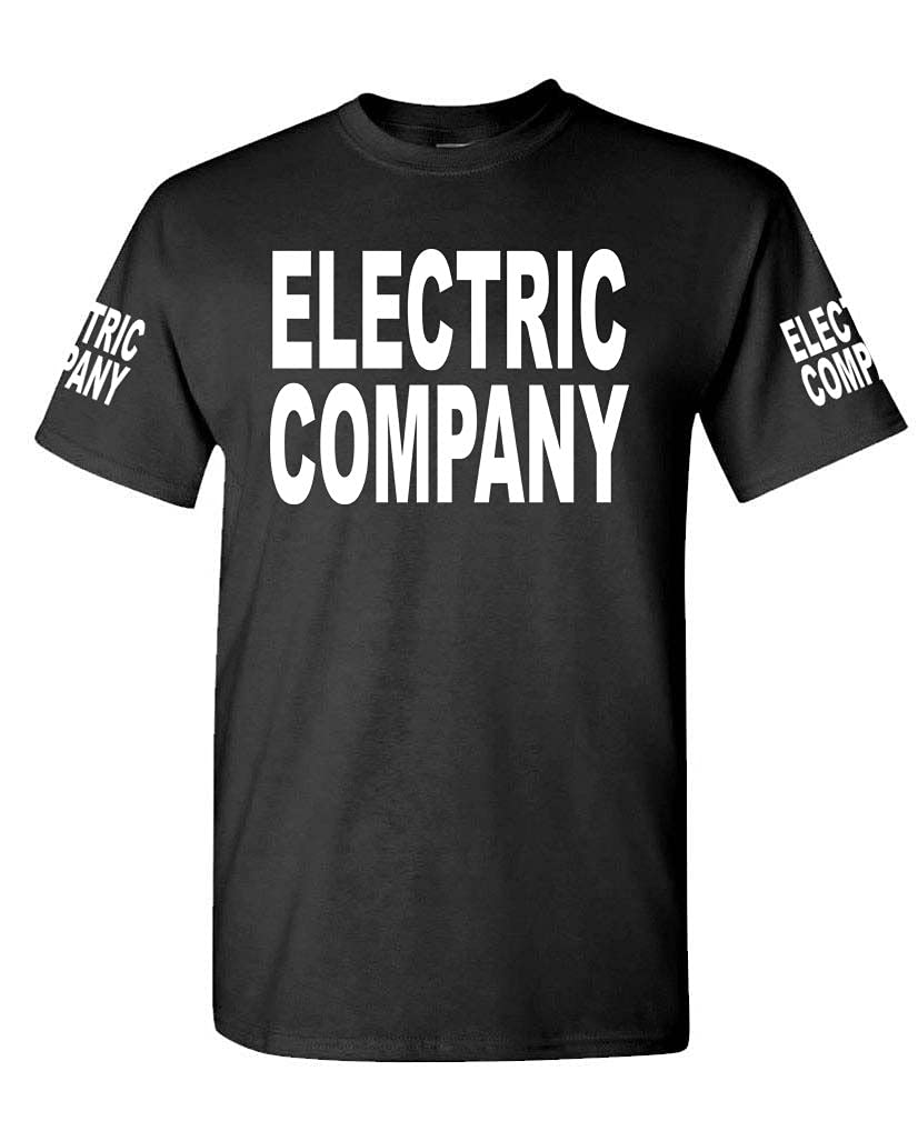 Electric Company Front and Sleeve Lettering — Black T-Shirt — front