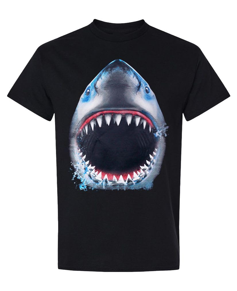 Great White Shark — Black T-Shirt — front