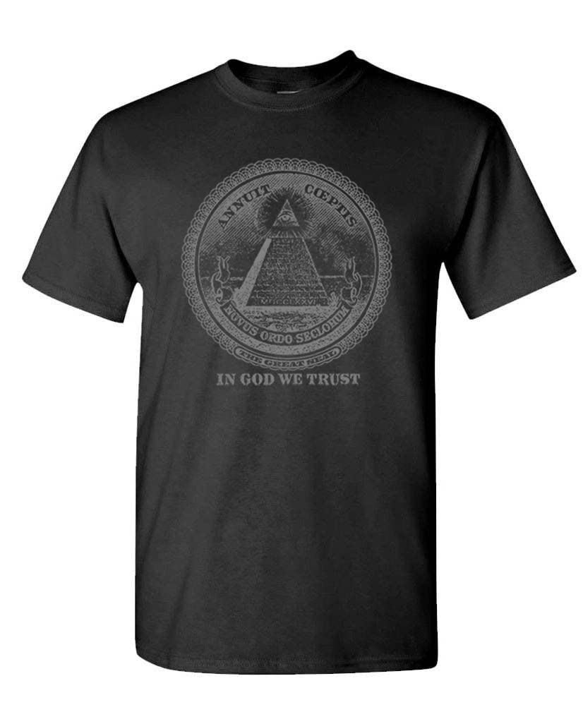 The Great Seal Pyramid Eye — Black T-Shirt — front