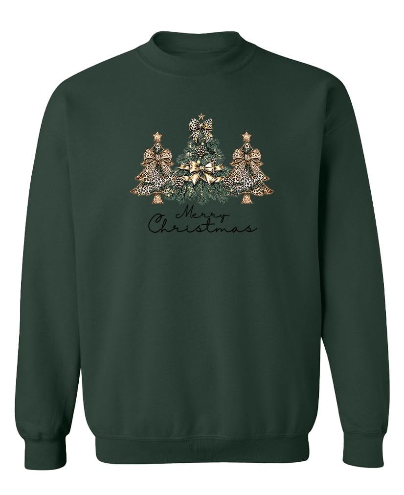 Merry Christmas Trees — Forest Green Sweatshirt — rear