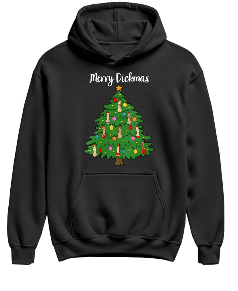 Merry Dickmas — Black Hoodie — rear