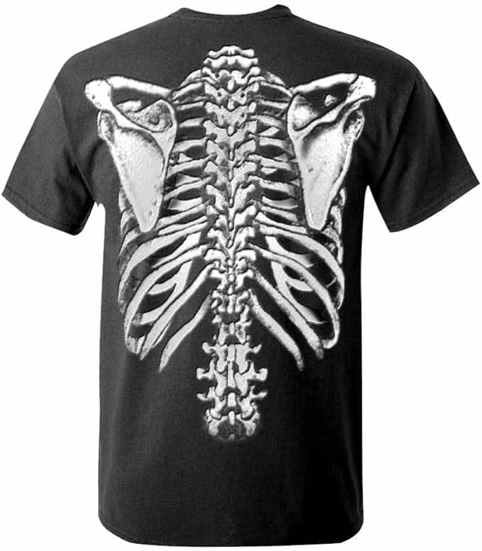 Skeleton Rib Cage — Black T-Shirt — back 1